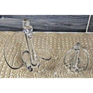 Pair of 2 Vintage Swan Dish Bowls Hand Blown Clear Glass Large Swan Small Swan